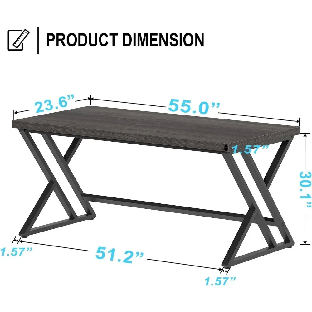 Industrial Computer Desk Rustic Wood Metal Home Office Writing Table