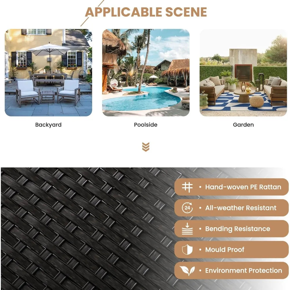 7 Piece Outdoor Patio Furniture Set All Weather Rattan Sectional Sofa