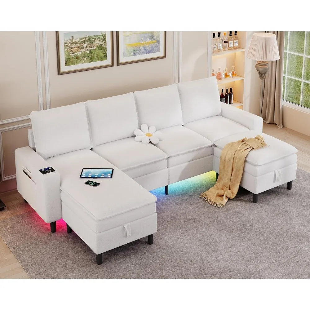 Ljustra Sectional Couch 4 Seat Sofa Storage Ottoman Modern Living Room