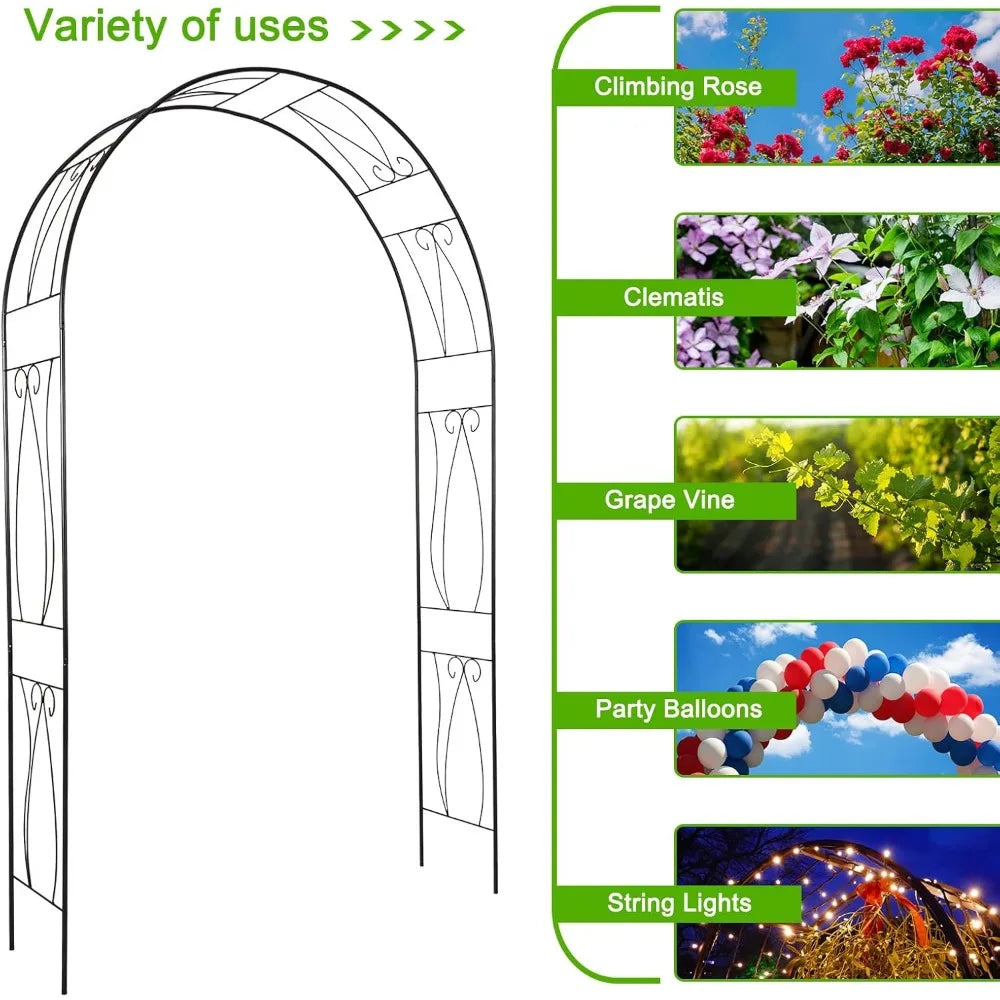 Garden Arch Steel Arbor Trellis for Climbing Vines Elegant Pergola