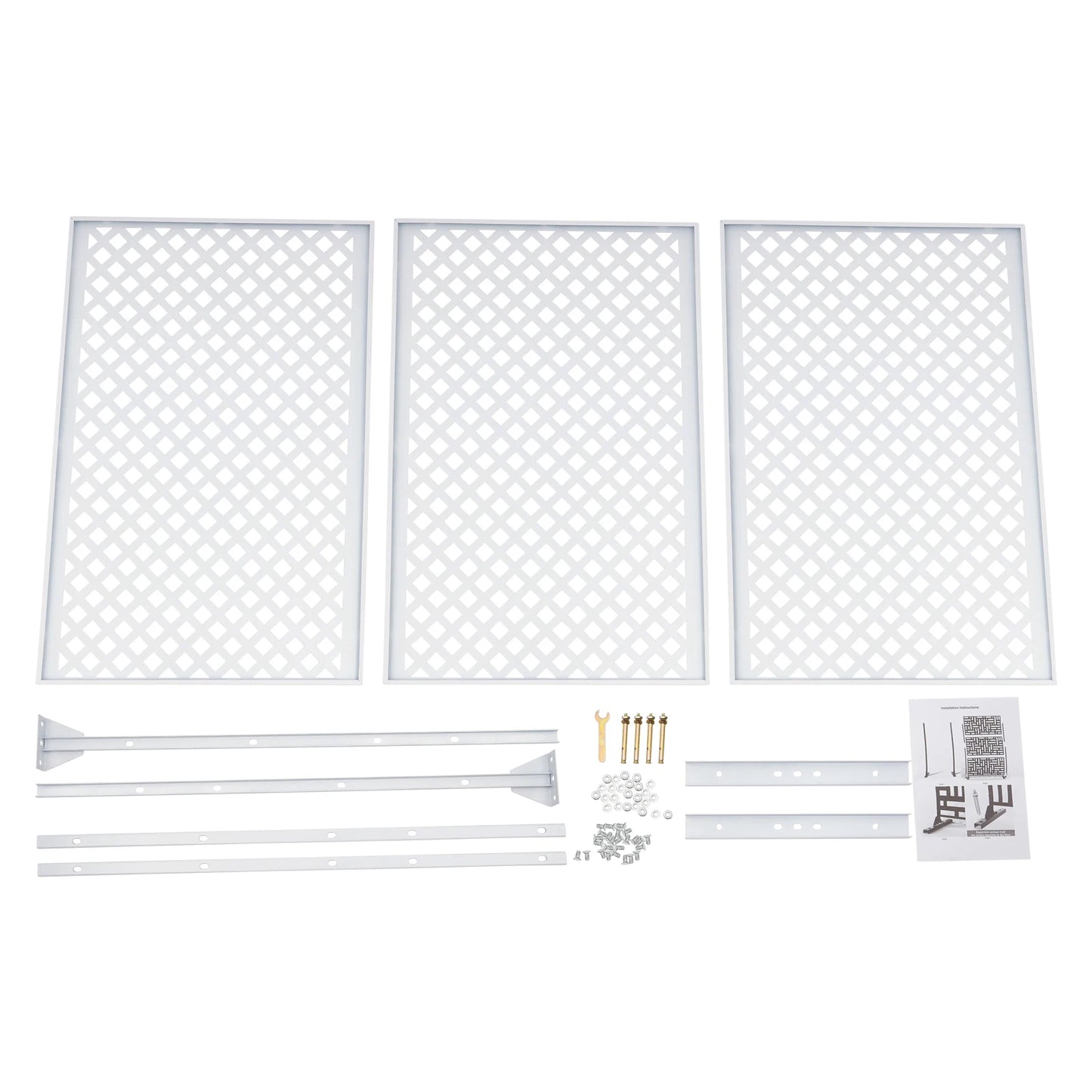 Elegant White Steel Privacy Screen Freestanding Room Divider 3 Panels