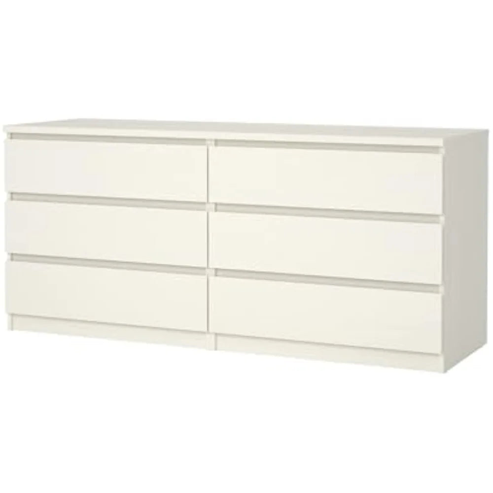 6 Drawer Double Dresser Contemporary Handle-free Bedroom Furniture