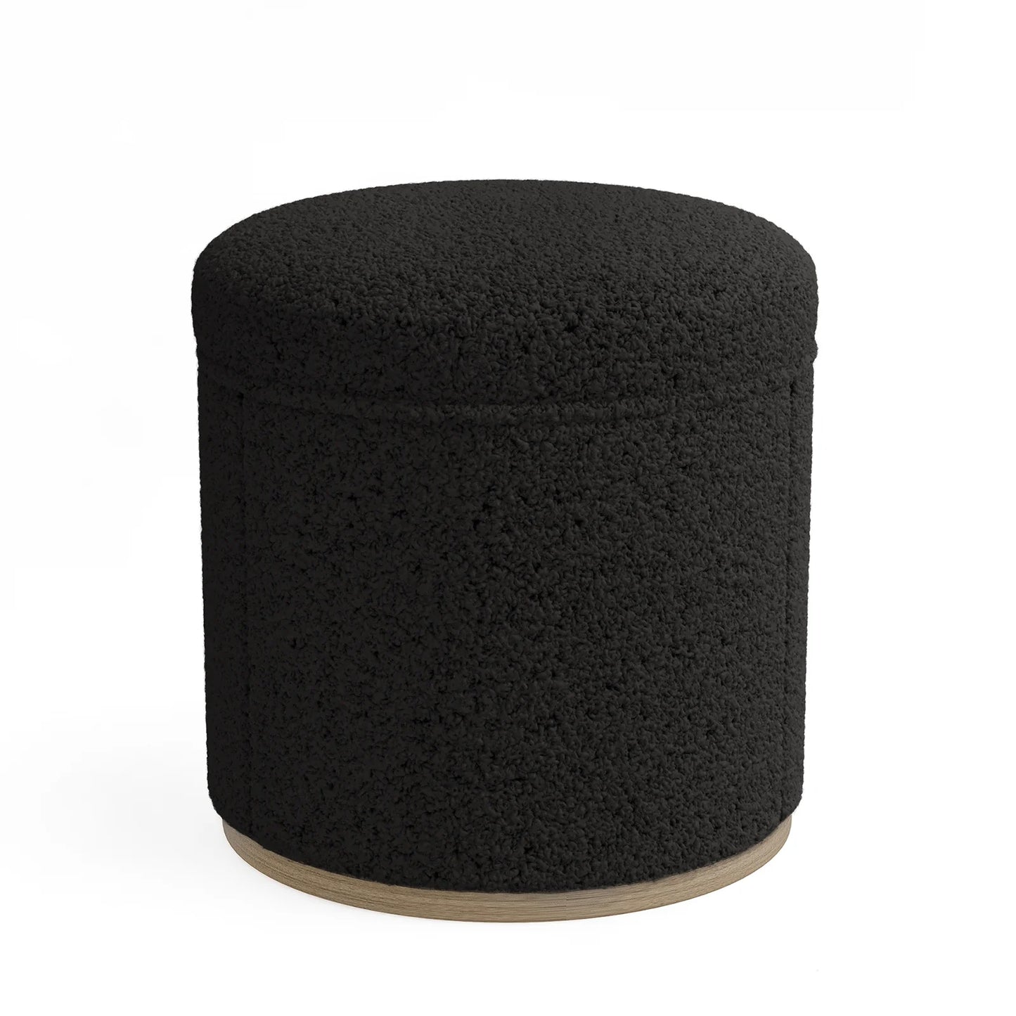 Round Storage Ottoman with Tray Vanity Stool Footrest Coffee Table