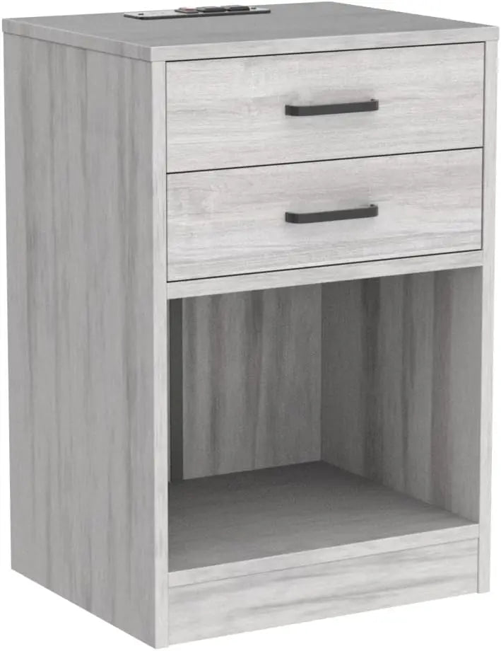 Nightstands Set of 2 with Charging Station and Storage Drawers for Bedroom