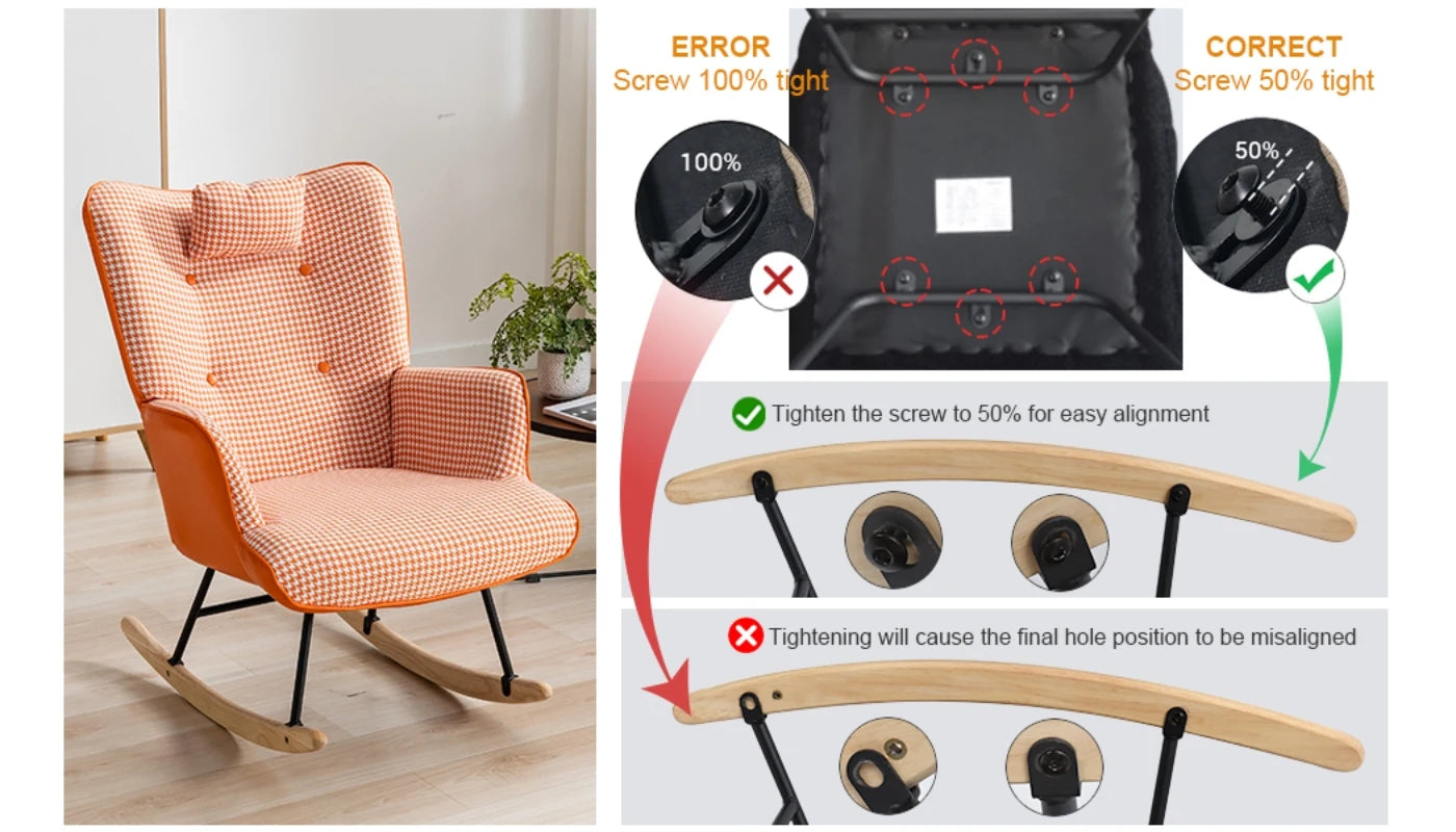 Modern Nursery Rocking Chair Upholstered Glider High Backrest Armchair