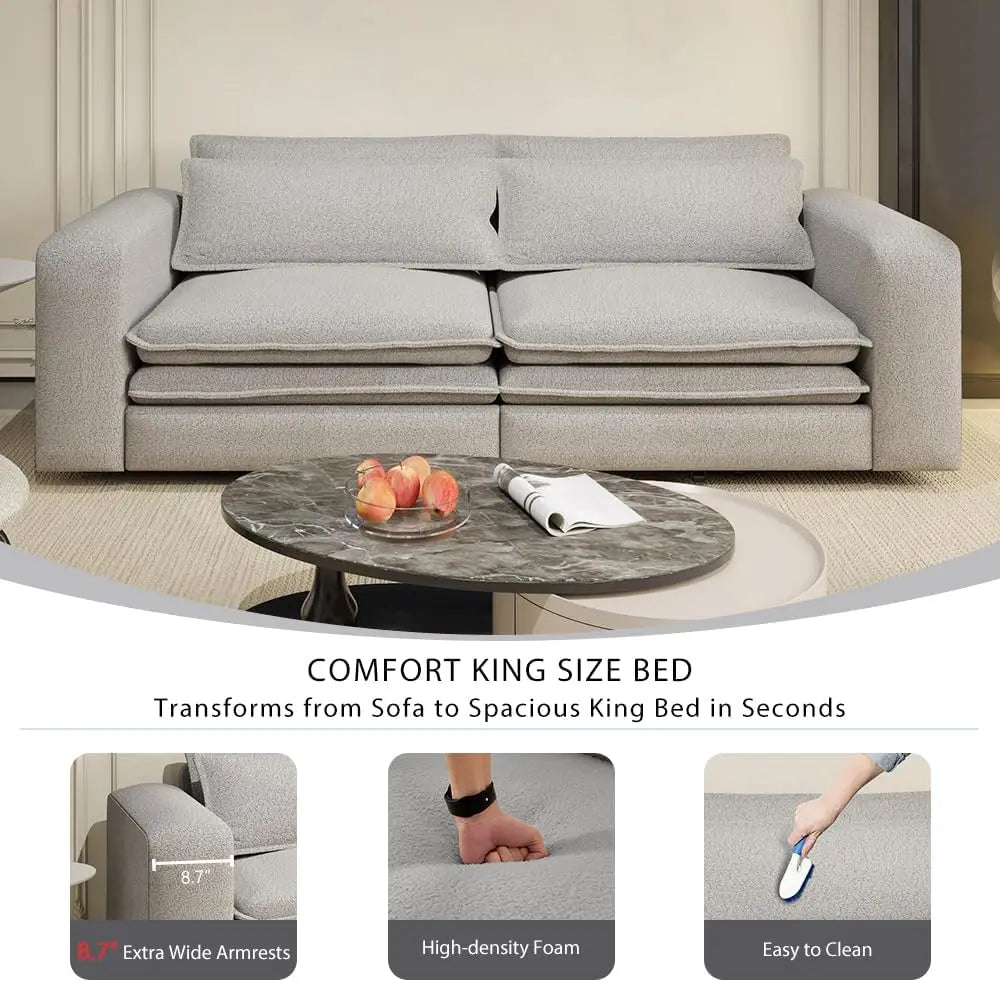 Ljustra 93 Inch King Pull Out Sofa Bed 3 in 1 Sleeper Couch