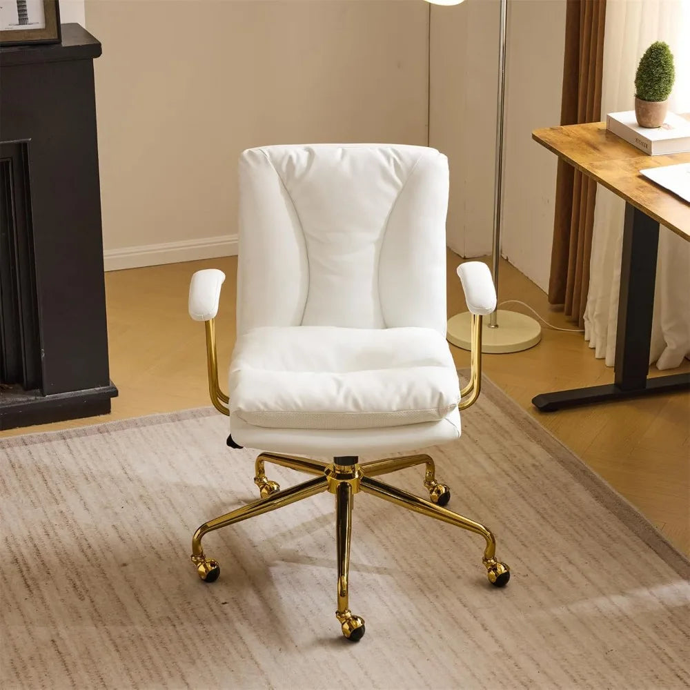 Comfortable Home Office Desk Chair with Wheels and Removable Armrests