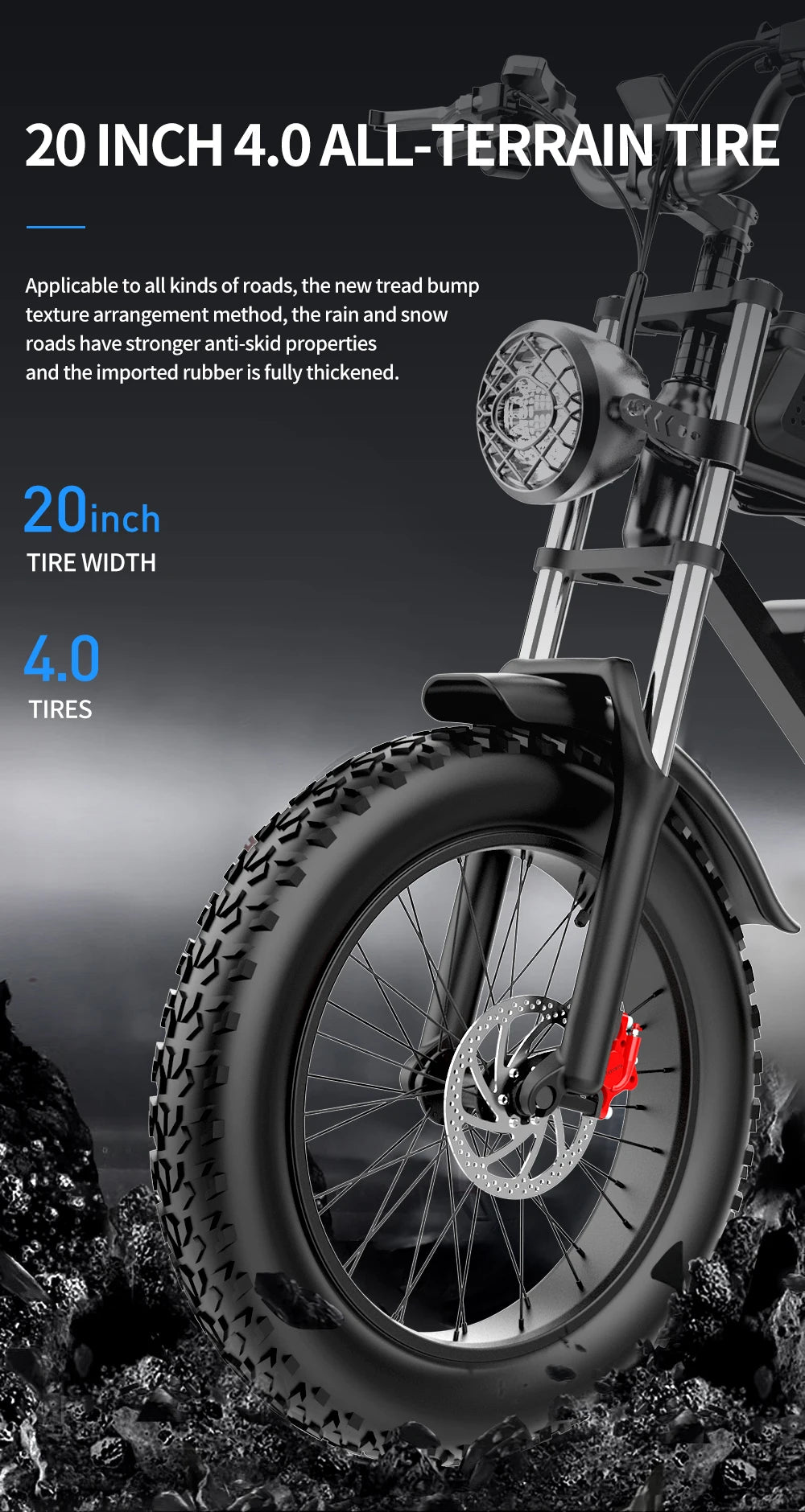 Electric Bike 1000W Motor 48V 15AH Battery All-terrain Fat Tire E-Bike