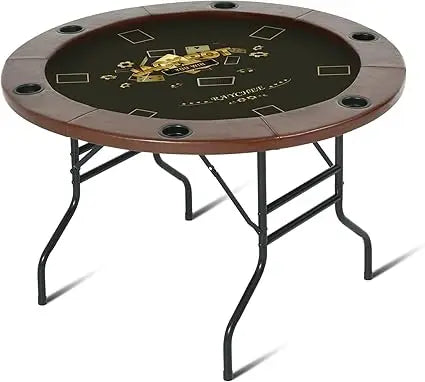 Foldable Round Poker Table for 8 Players with Cup Holders and Padded Rails