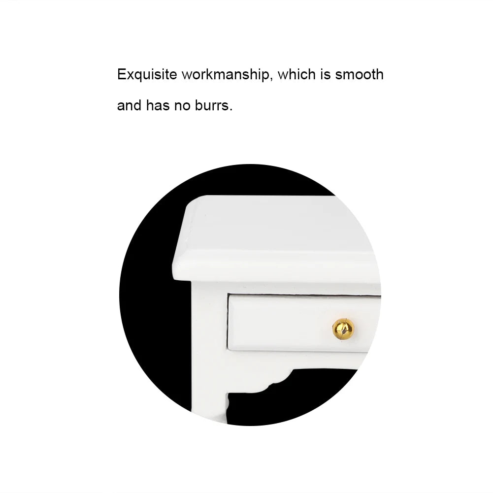 Mini Wooden Bedside Table 1:12 Scale Dollhouse Furniture Model