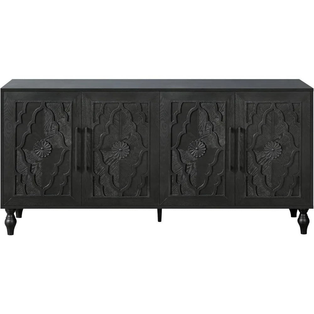 63 Inch Sideboard Cabinet Buffet Storage Adjustable Shelves Vintage Style