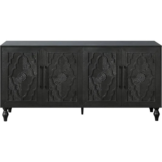 63 Inch Sideboard Cabinet Buffet Storage Adjustable Shelves Vintage Style