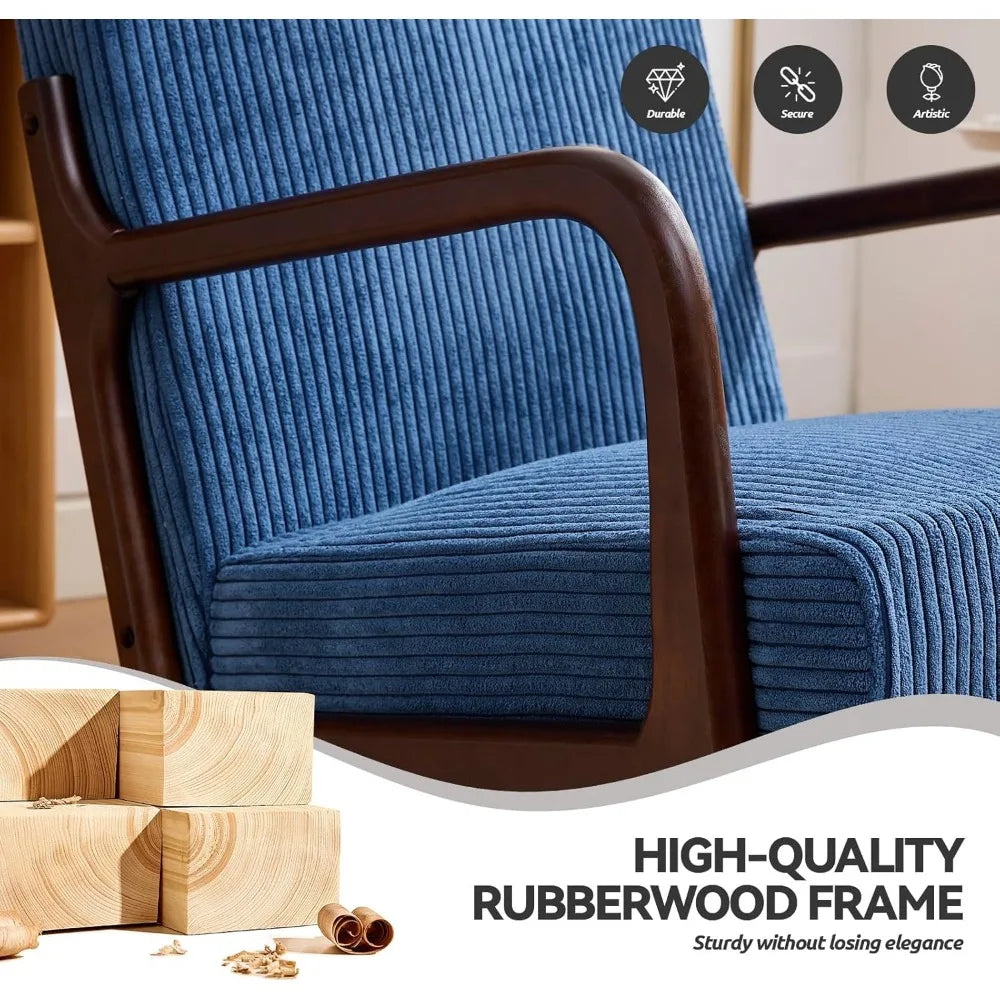 Mid Century Modern Accent Chair Corduroy Upholstered Reading Chair