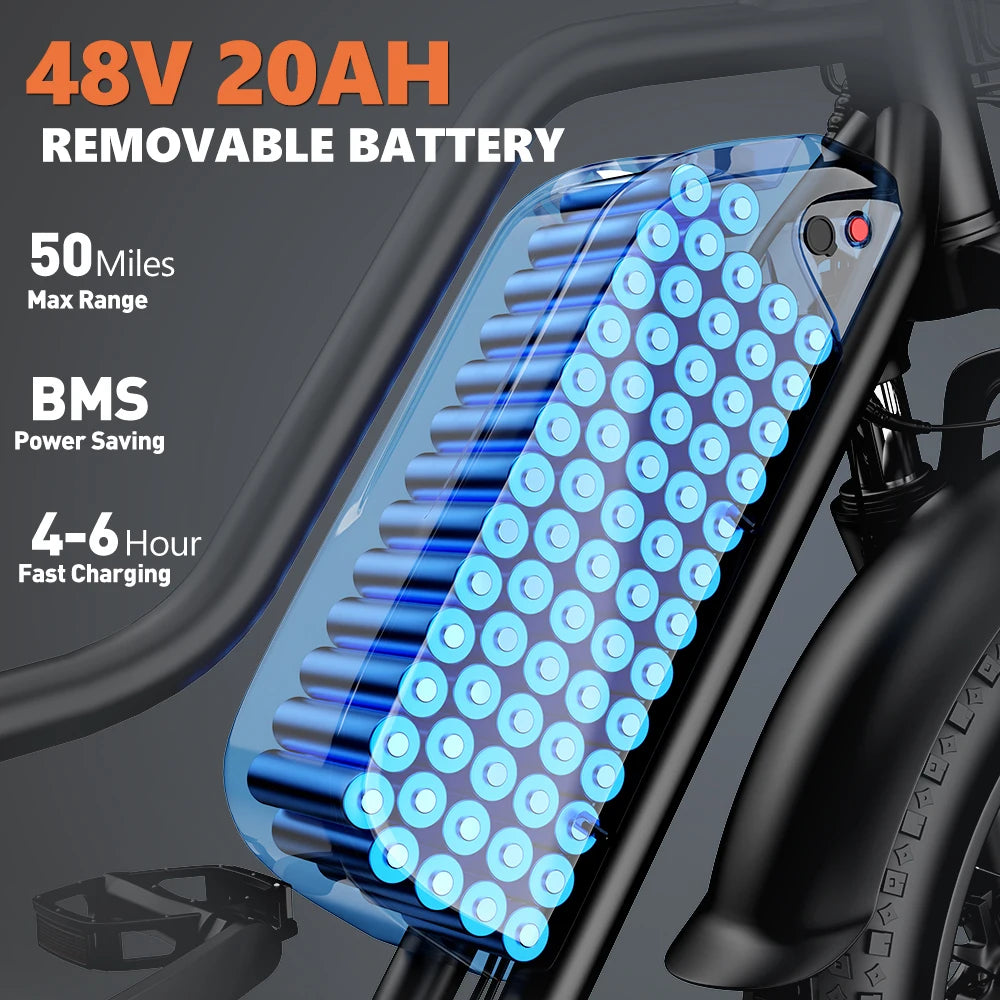 Ljustra LD20 Adult Electric Bike 1500W 32MPH 48V Mountain E-Bike