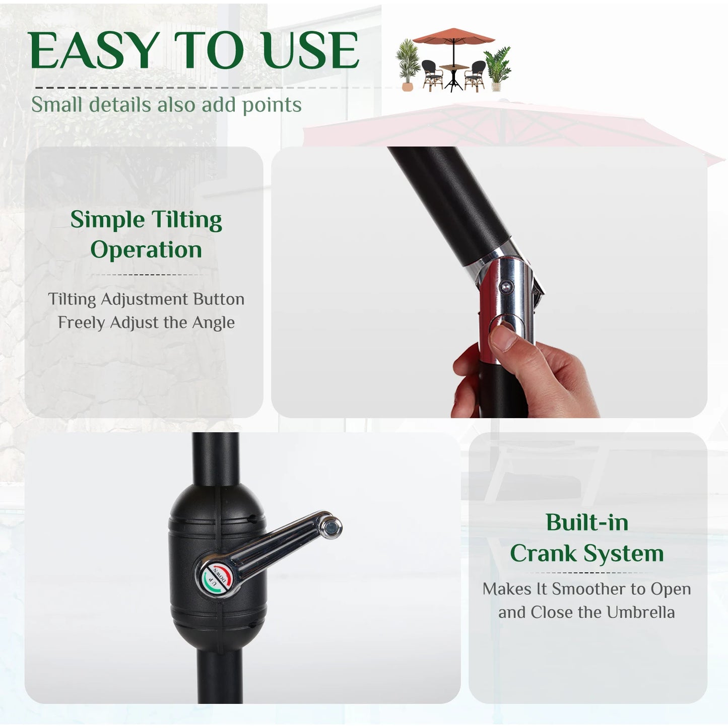 Ljustra Outdoor Patio Umbrella UV Protection Garden Umbrella for Pool