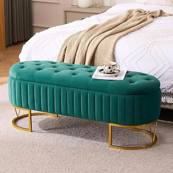 Modern Storage Ottoman Bench Upholstered Seating for Bedroom Entryway Living