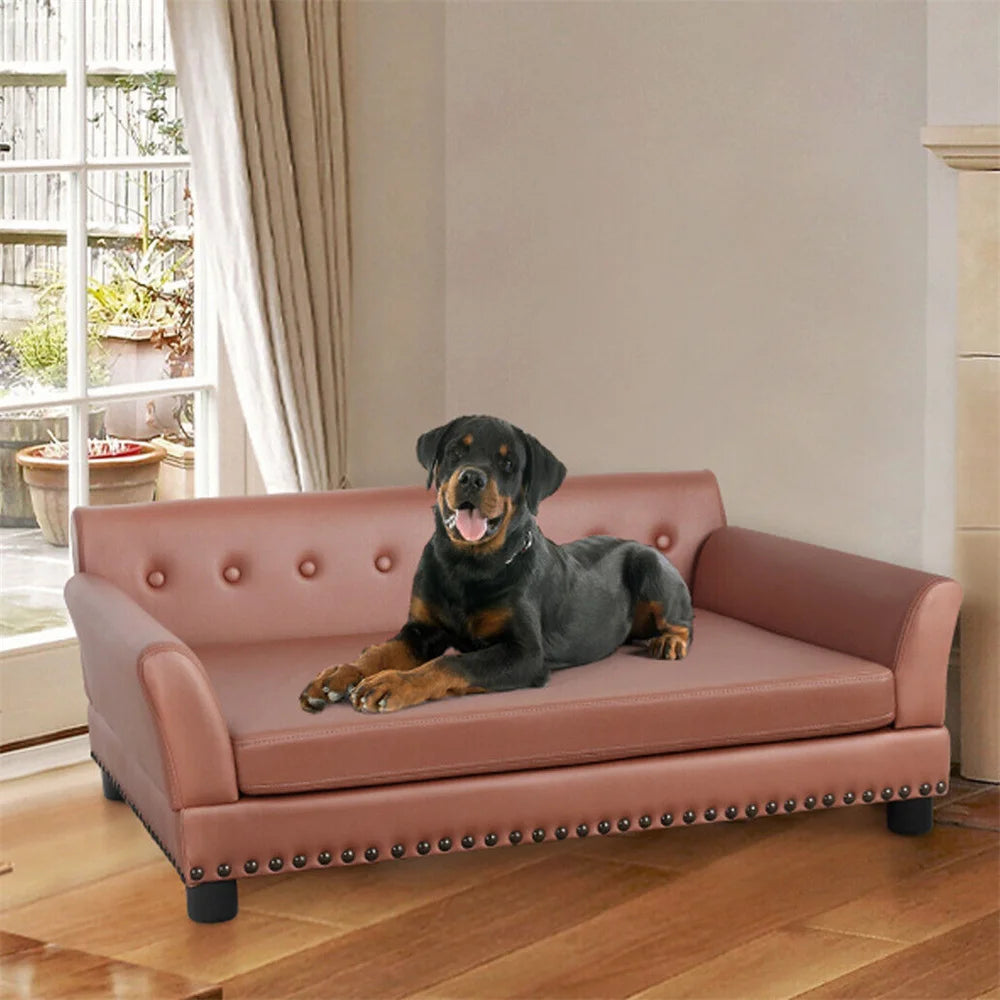 Large Elevated Dog Sofa Waterproof Pet Bed with Removable Cushion