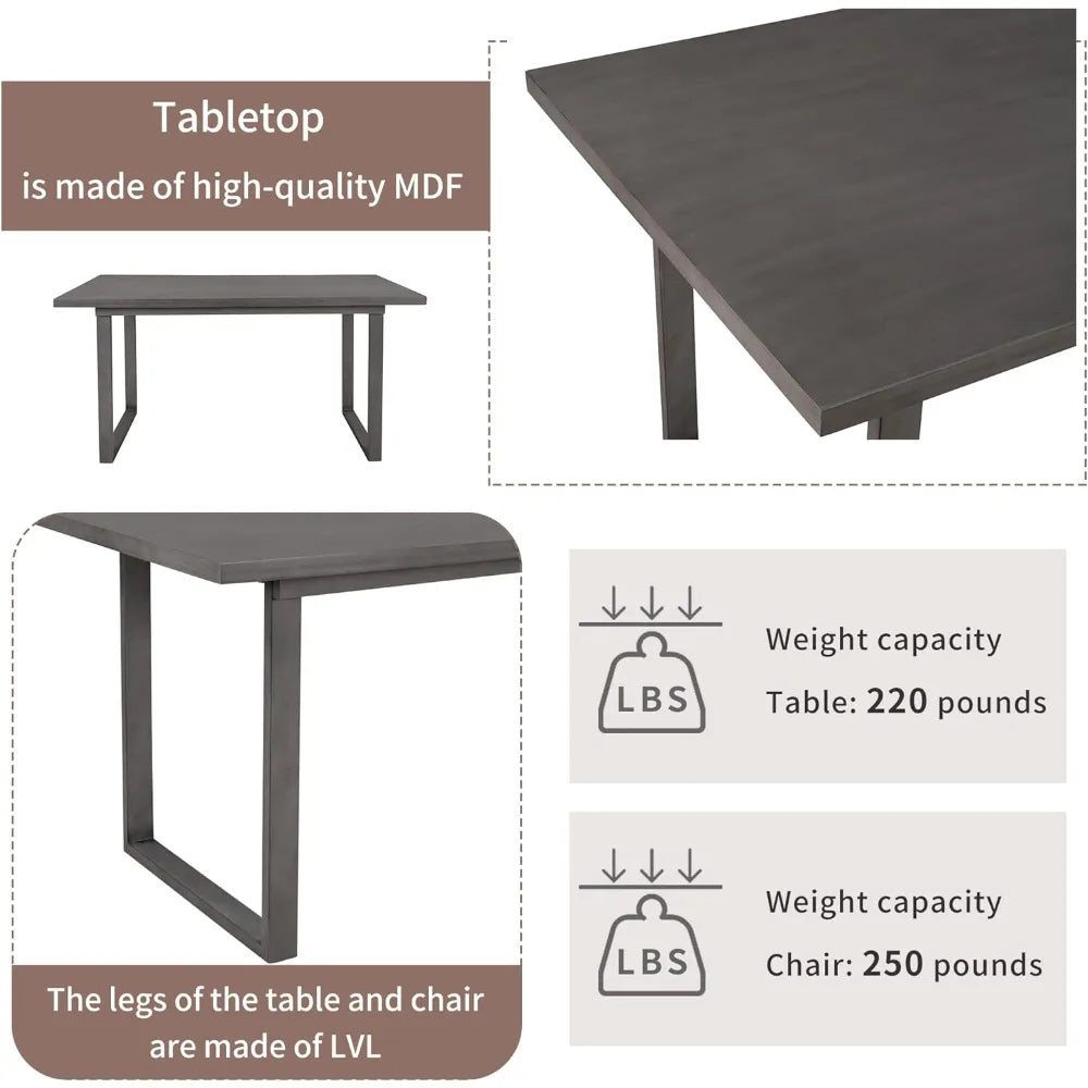Ljustra 6 Piece Dining Table Set with Rectangular Table 4 Chairs Bench