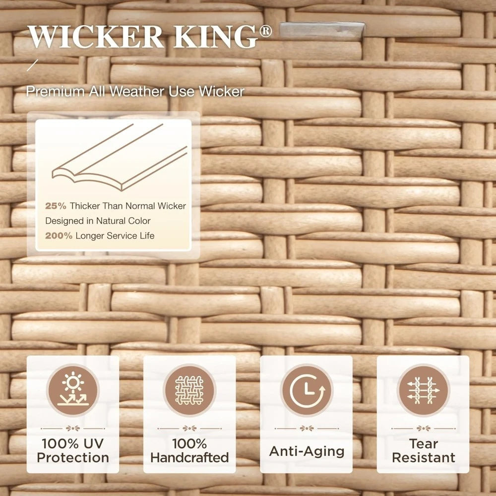 4-Piece Patio Furniture Set Rattan Rocking Chairs Sofa Marble Table