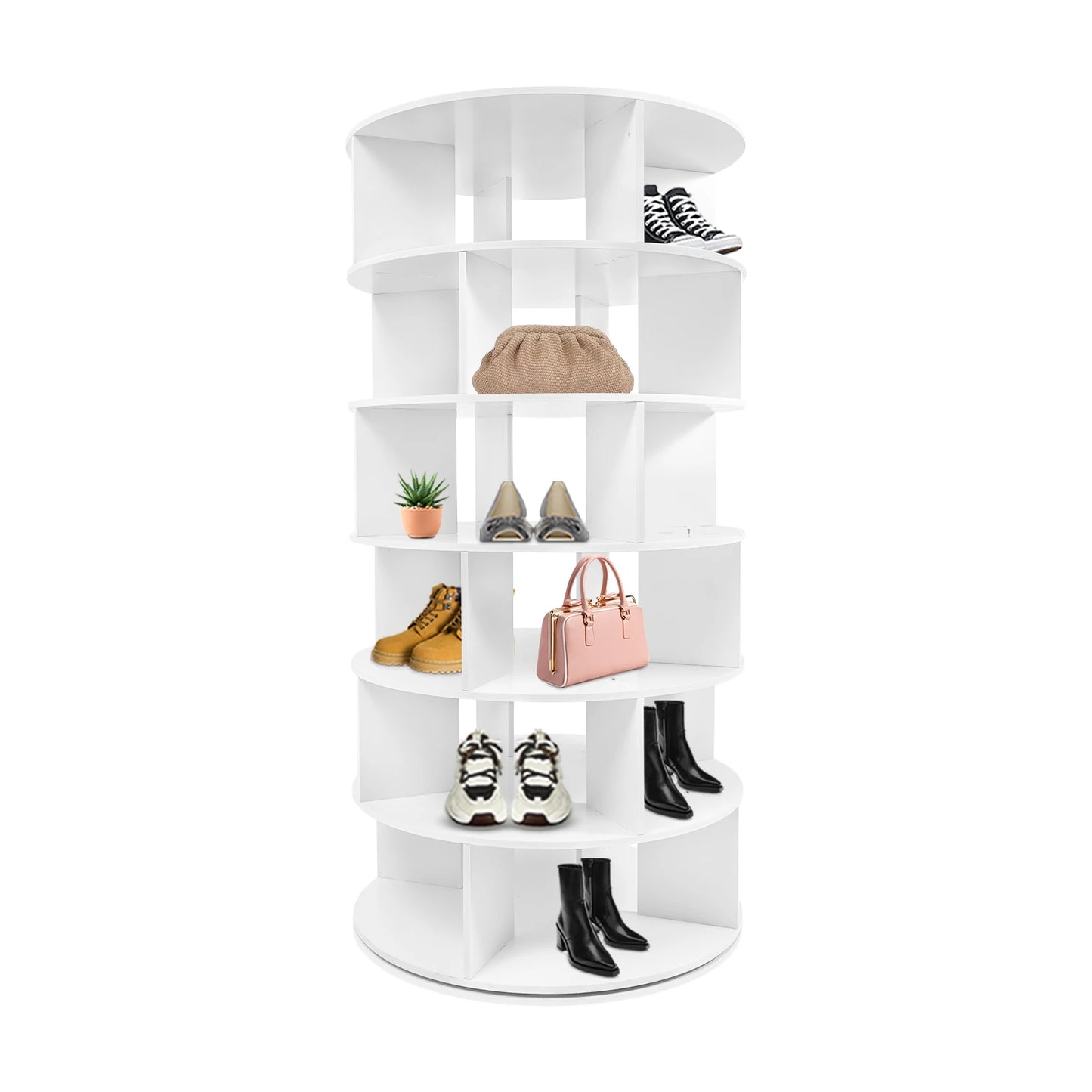 6 Tier Rotating Shoe Rack Free Standing Storage Holder Space Saving
