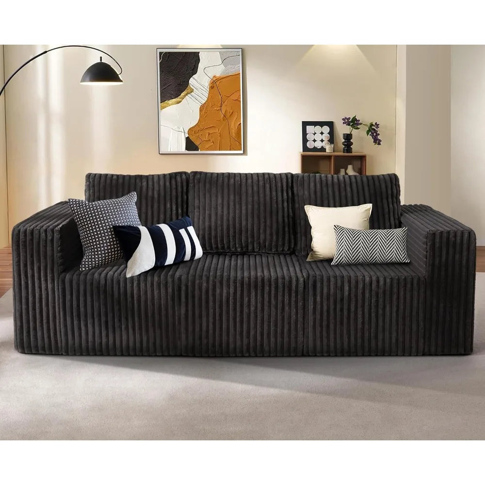 Ljustra Modular Cloud Sofa 3-Seater 95” Corduroy Deep Seat Sectional Couch