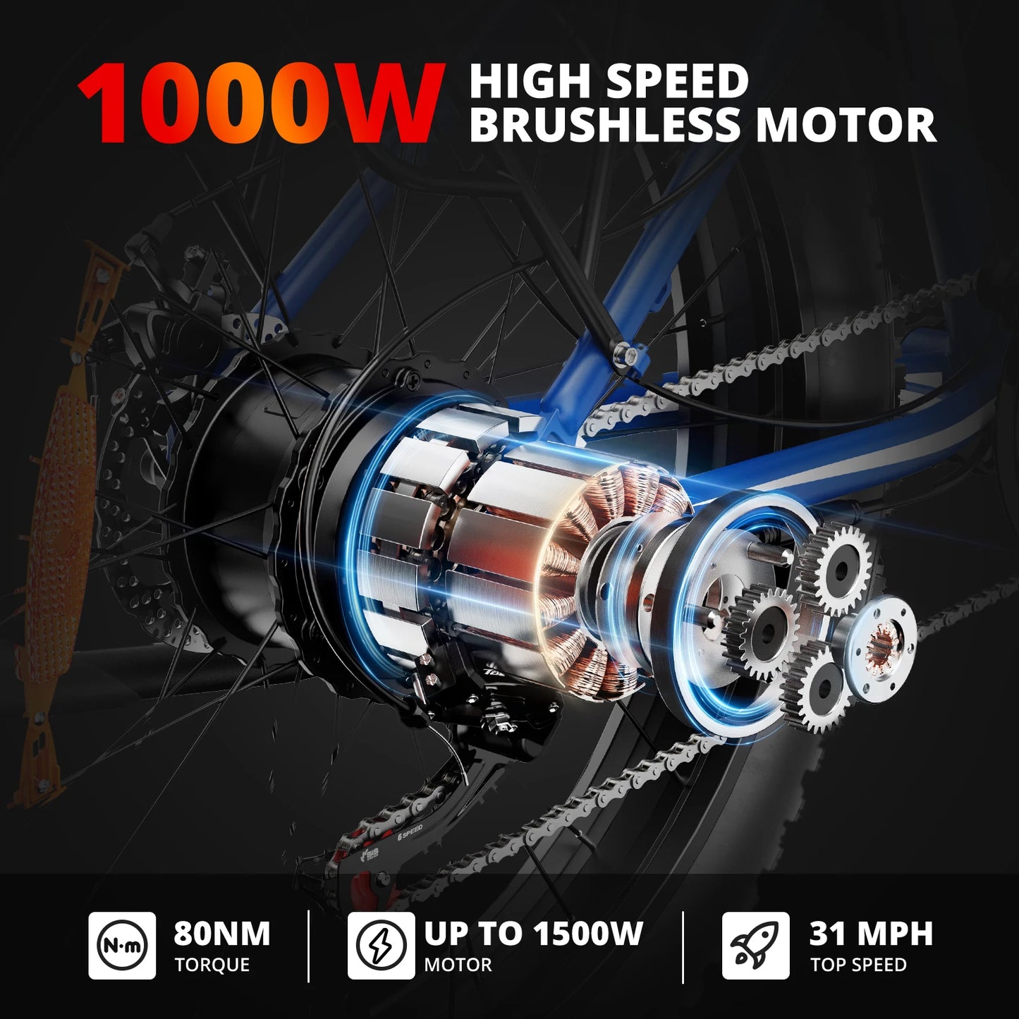 Ljustra AMYET EB26 Electric Bike 1500W 28mph Adult Mountain Bike