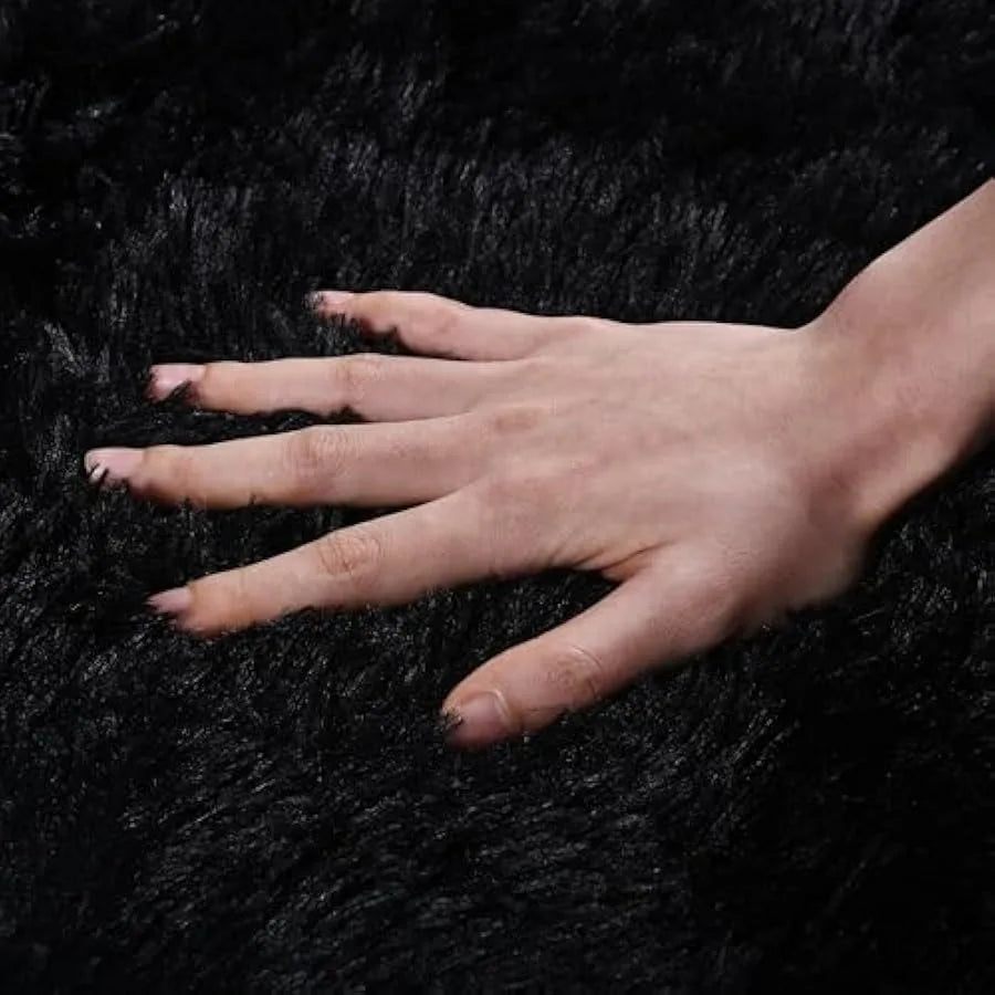 Black Runner Rug for Bedroom Hallways 2x6 Soft Non Slip Shag Carpet