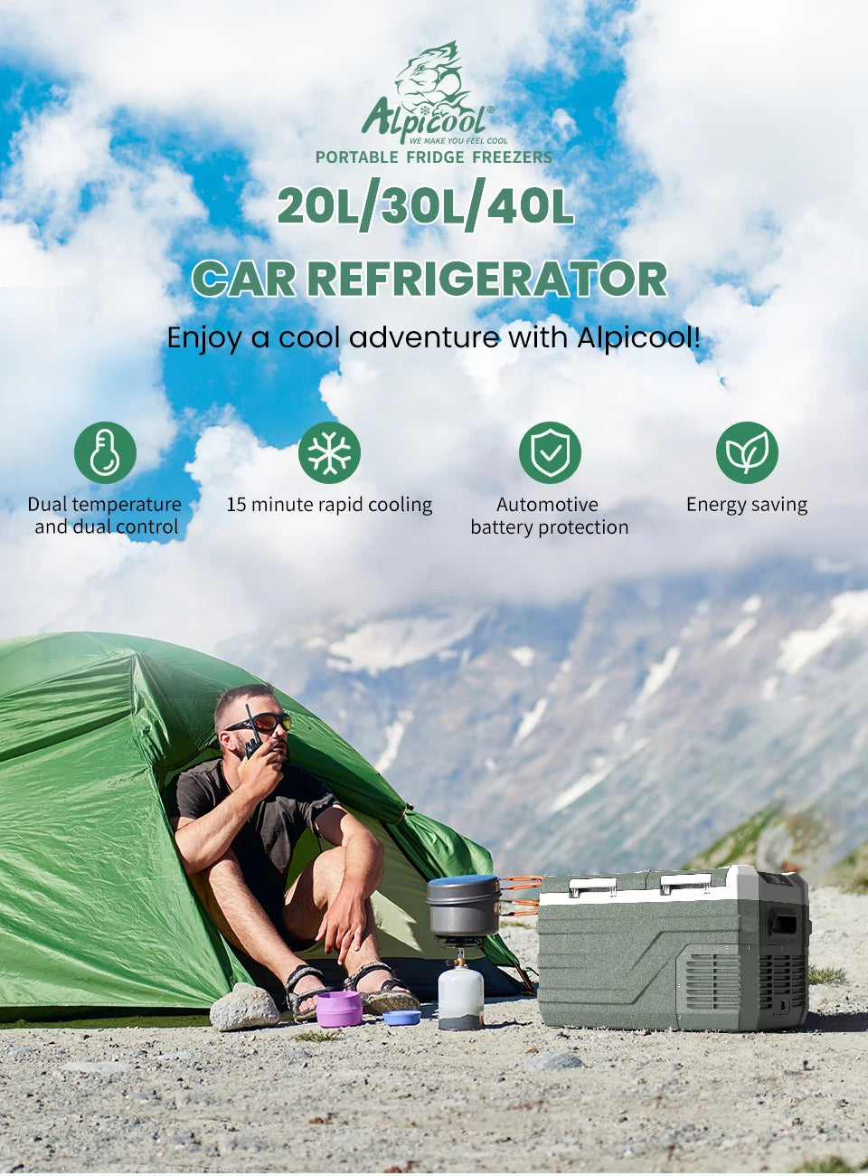 Ljustra Portable Car Refrigerator 12V Mini Freezer Camping Cooler 20L 30L 40L