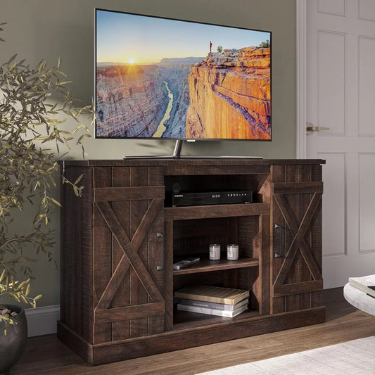 Industrial Rustic Wood TV Stand Media Console for TVs up to 50 Inch