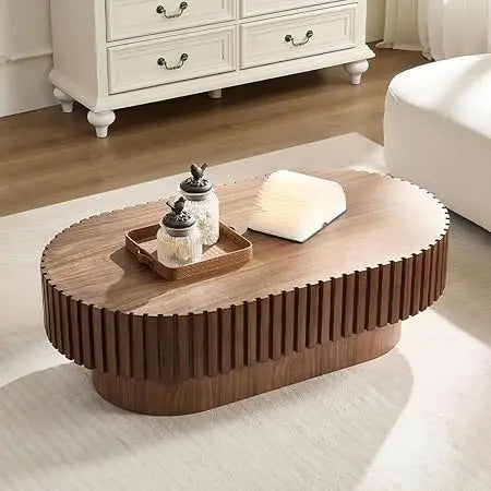 Modern Lift Top Coffee Table with Hidden Storage Oval Design 47.2"