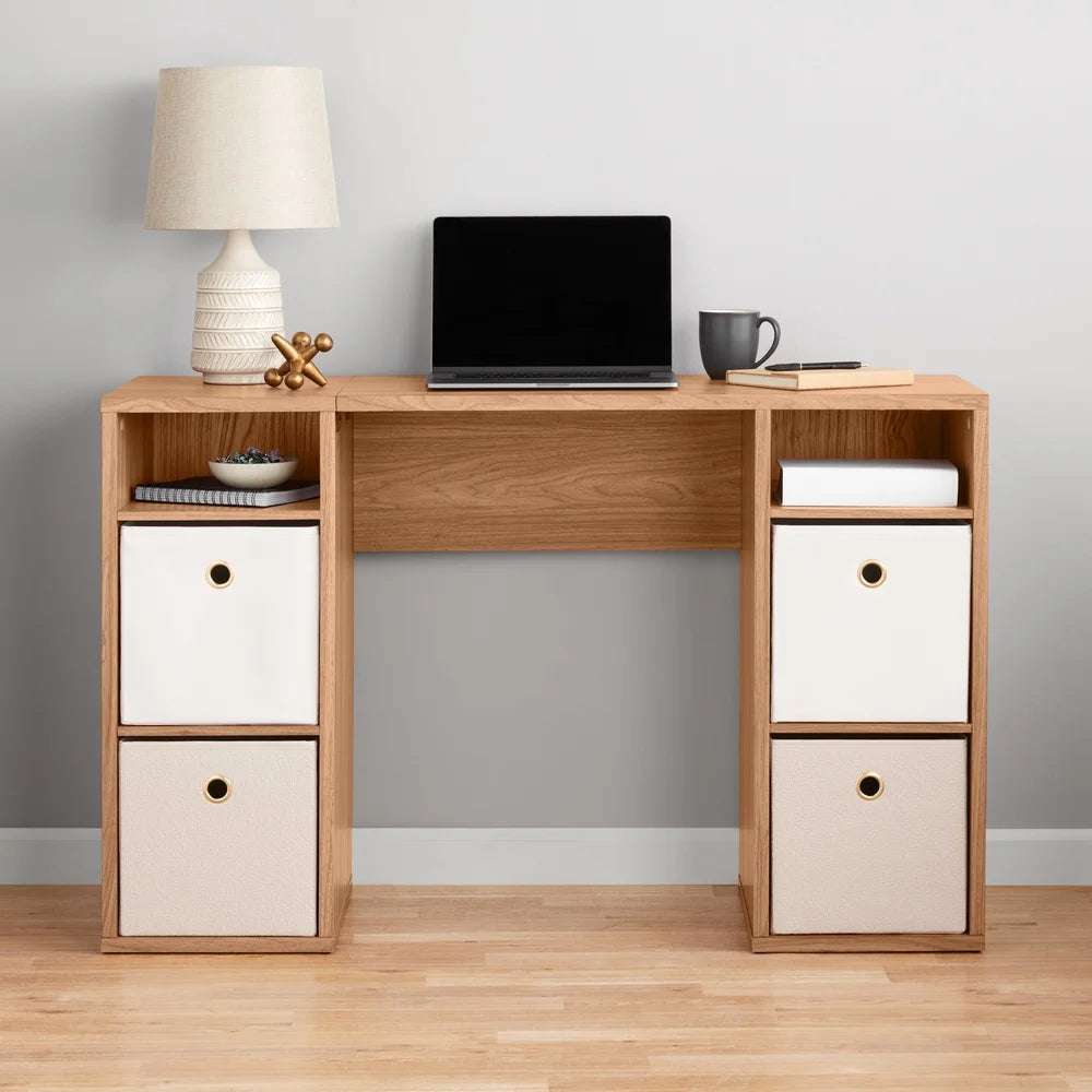 Spacious 4-Cube Storage Desk with Shelves for Home Office Workstation