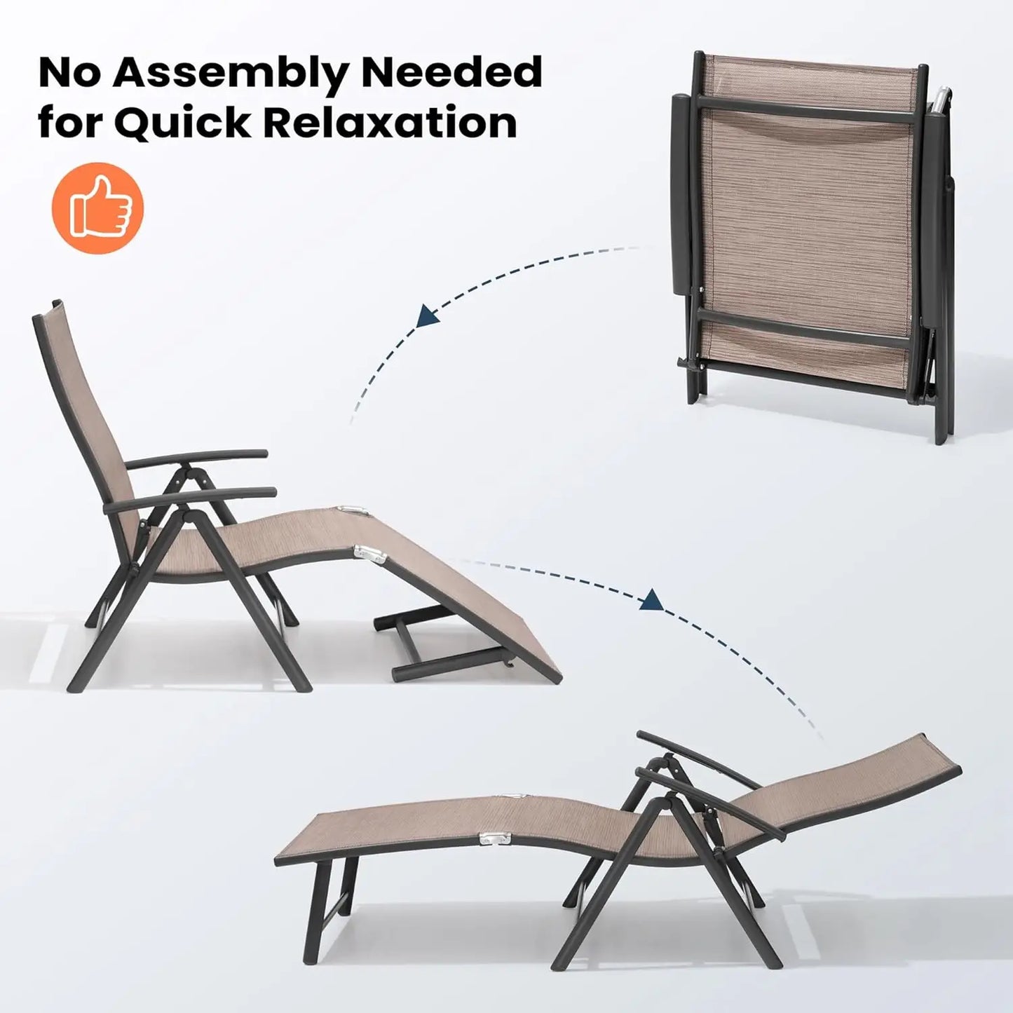 Outdoor Chaise Lounge Set of 2 Aluminum Pool Lounge Chairs Adjustable