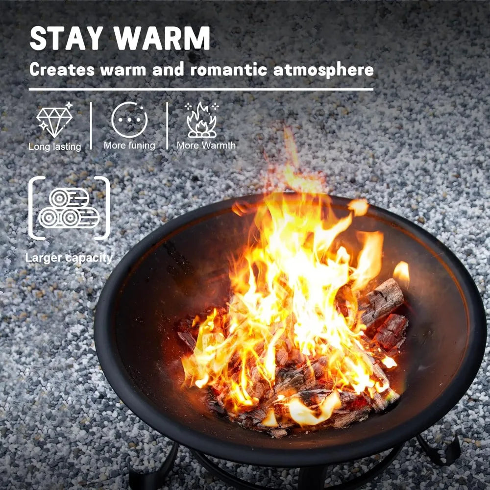 Ljustra 22 Inch Outdoor Fire Pit Durable Portable Wood Burning Firepit