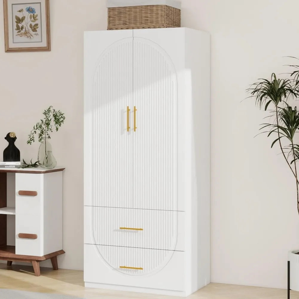 Ljustra Armoires Wardrobe Closet 74" High with 2 Doors and 2 Drawers