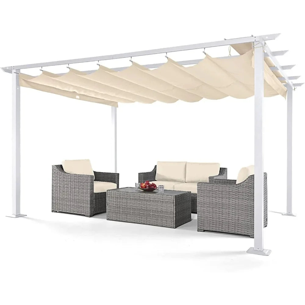 10x10 Retractable Pergola Canopy for Patios Gardens Backyards