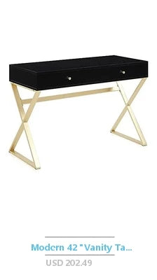 Makeup Vanity Set Writing Desk Trifold Mirror Stool Organizer Wood Retro