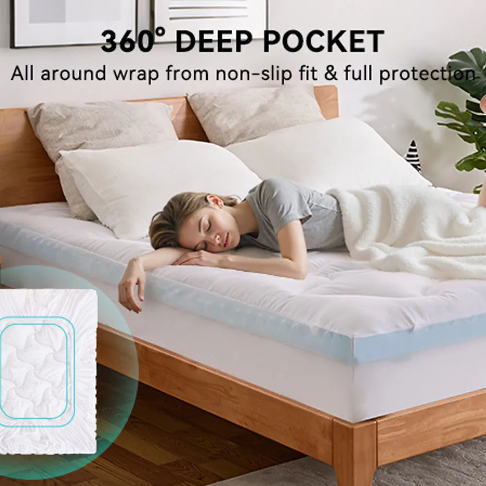 Ljustra Queen Memory Foam Mattress Topper Support Back Pain CertiPUR-US