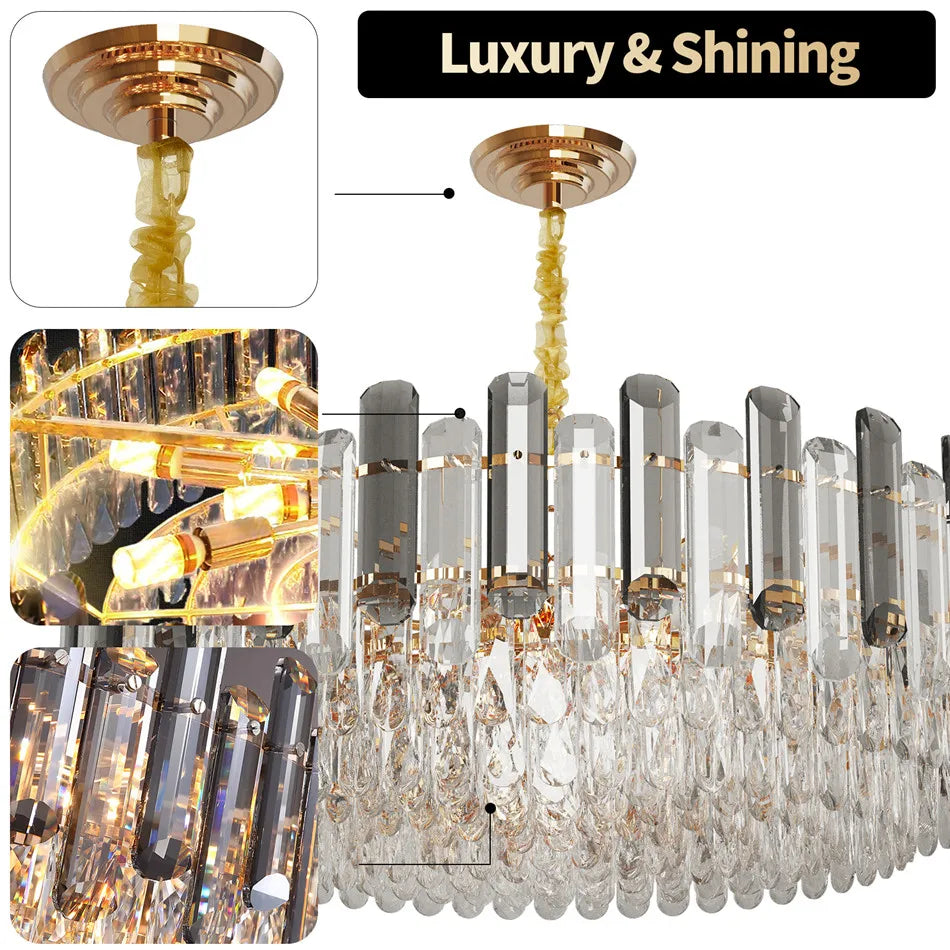 Ljustra Modern Crystal Chandelier Elegant Raindrop Pendant Light