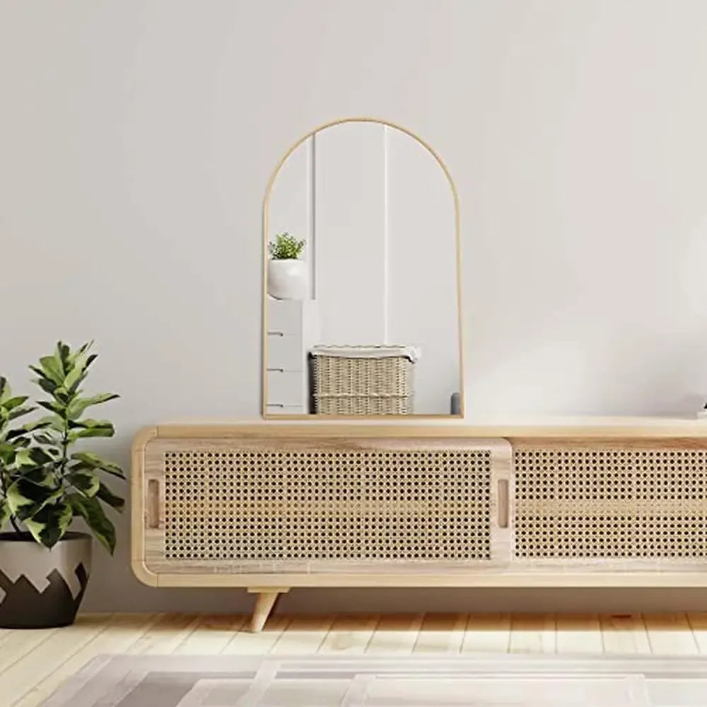 Modern Arched Wall Mirror 20x30 Aluminum Frame Bedroom Decor