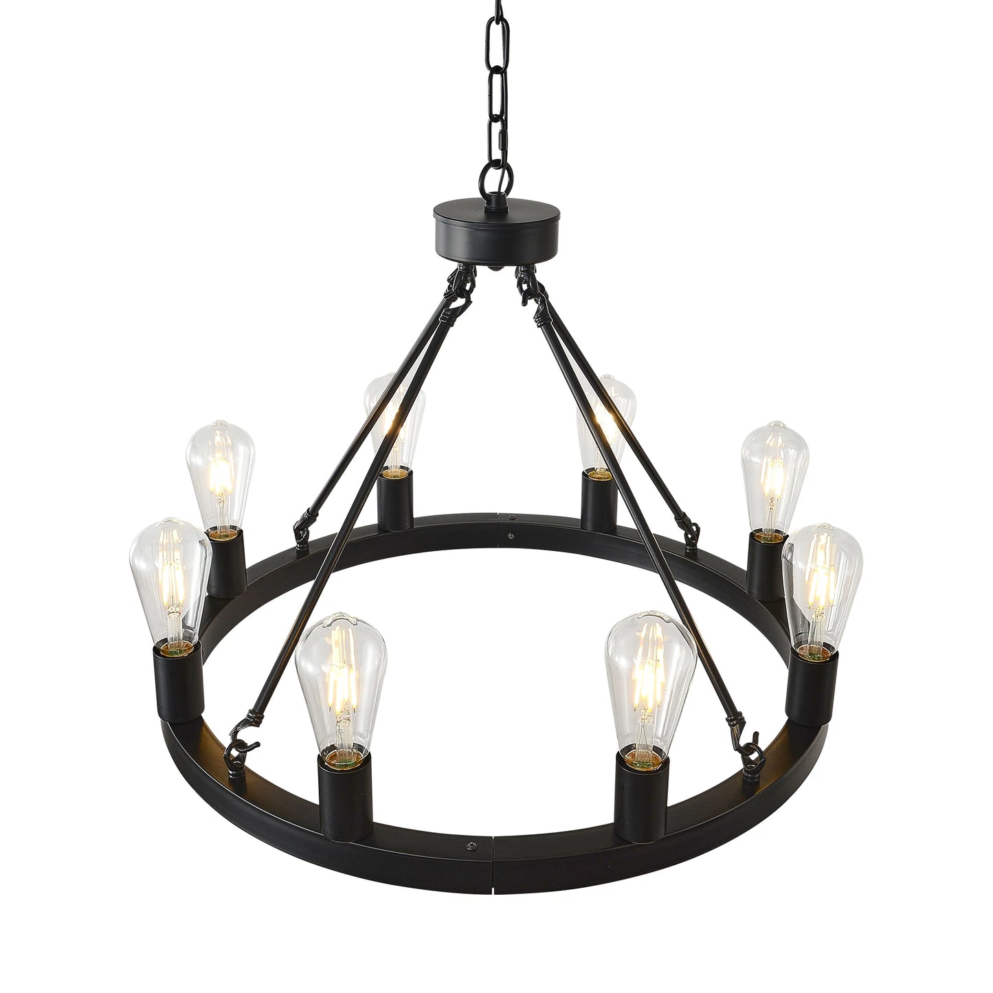 6-Light Wagon Wheel Chandelier Modern Farmhouse Fixture Living Room