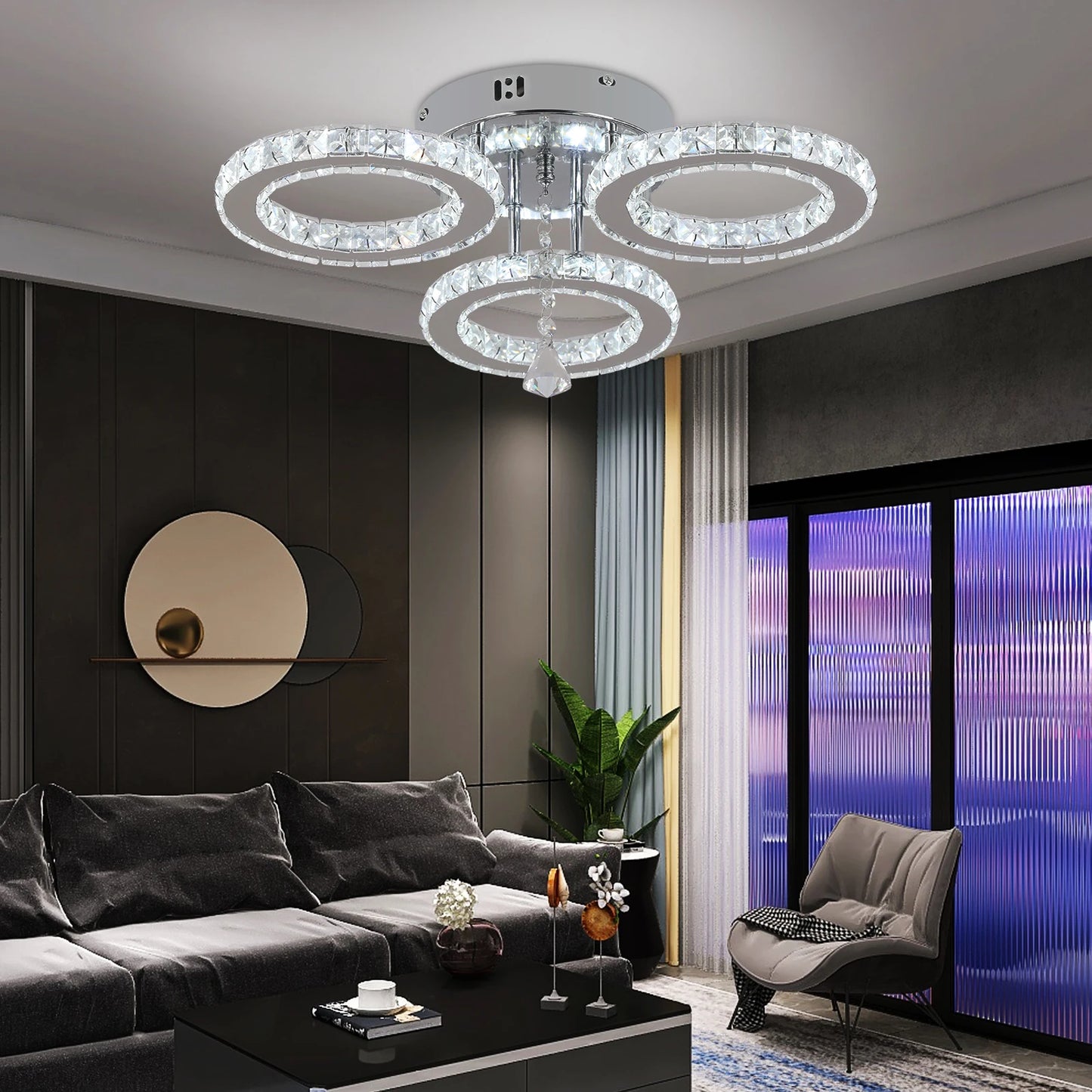 Modern K9 Crystal Chandelier Ceiling Light Fixture LED Pendant Lamp