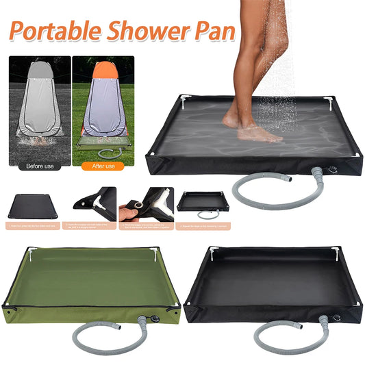 Portable Shower Pan with Drain Hose for Camping Outdoor Pet Bath
