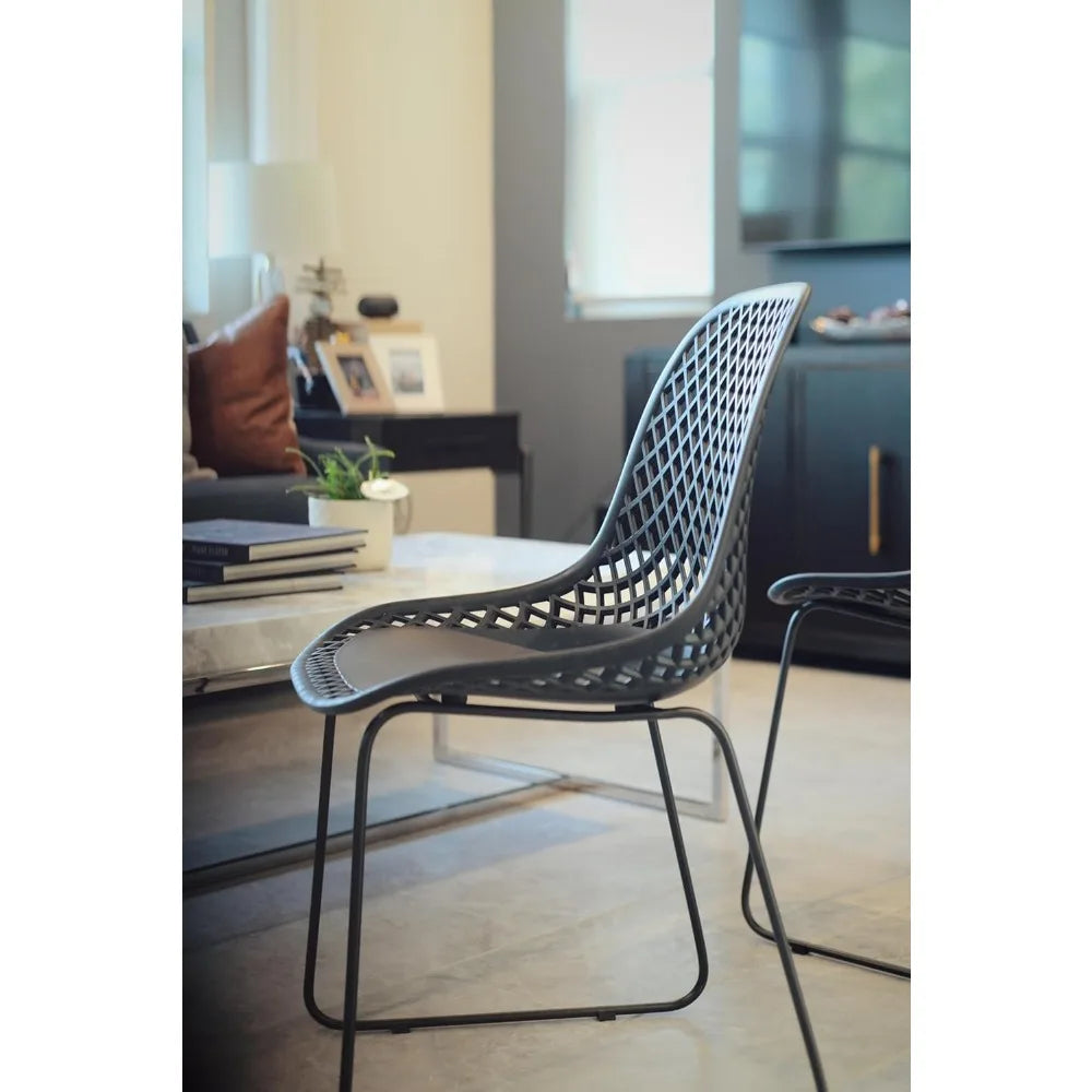 Contemporary Armless Shell Chair Set with Metal Legs for Dining Workspace
