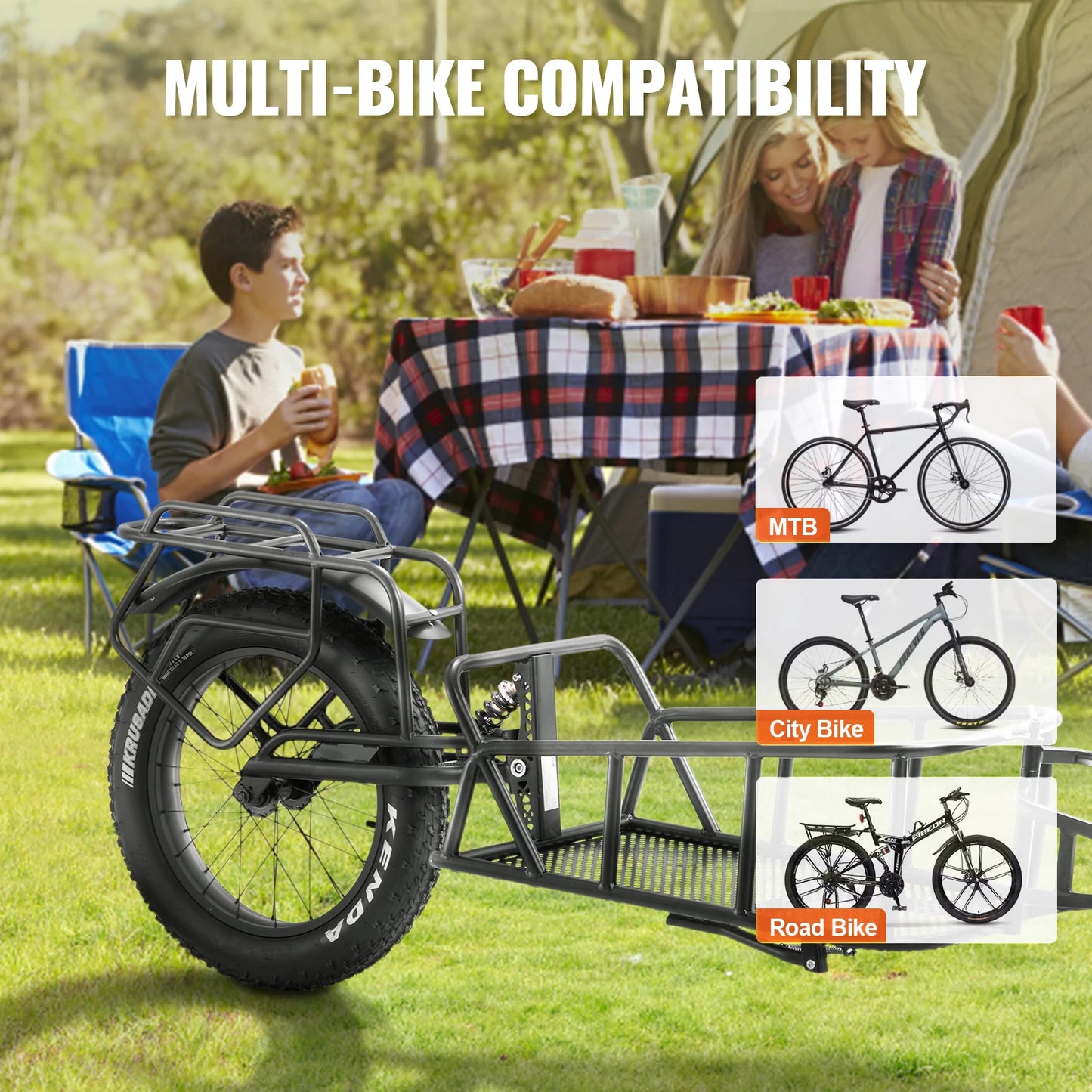 Ljustra Bike Cargo Trailer Heavy-Duty 70 lbs Capacity Compact Storage