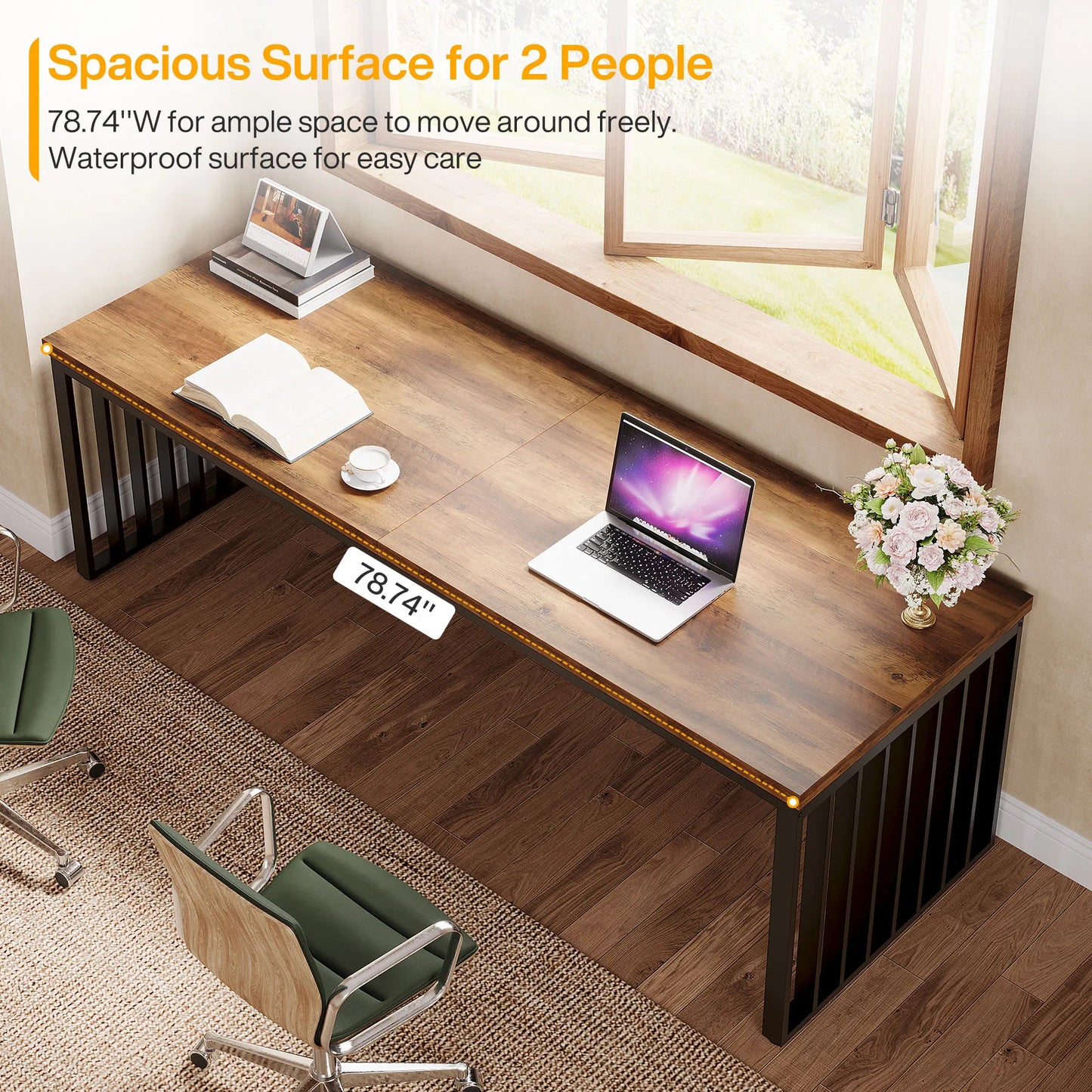 Ljustra 78 Inch Modern Office Desk Two Person Workstation Industrial Style