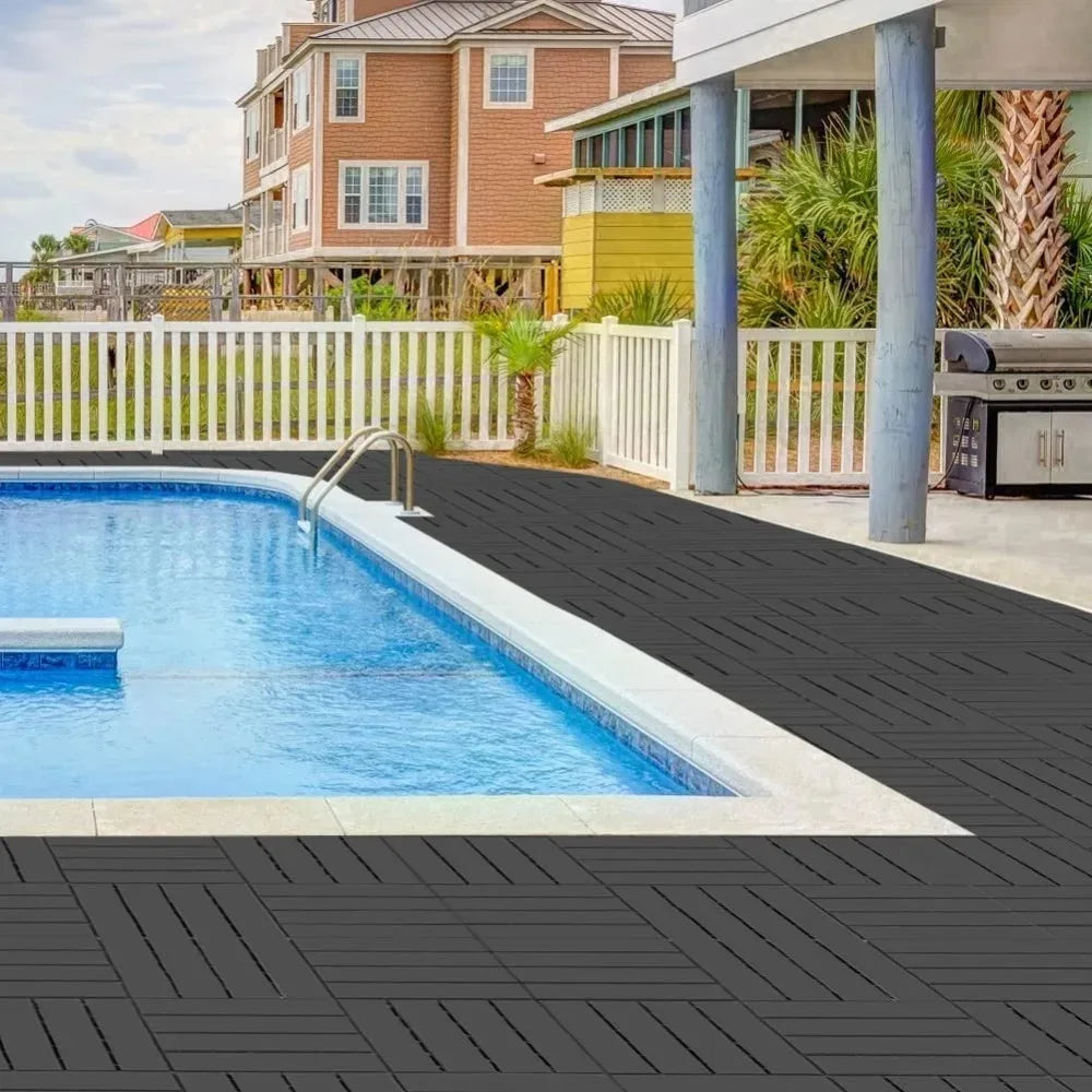 36 Sq Ft Interlocking Plastic Deck Tiles for Patio Poolside Balcony