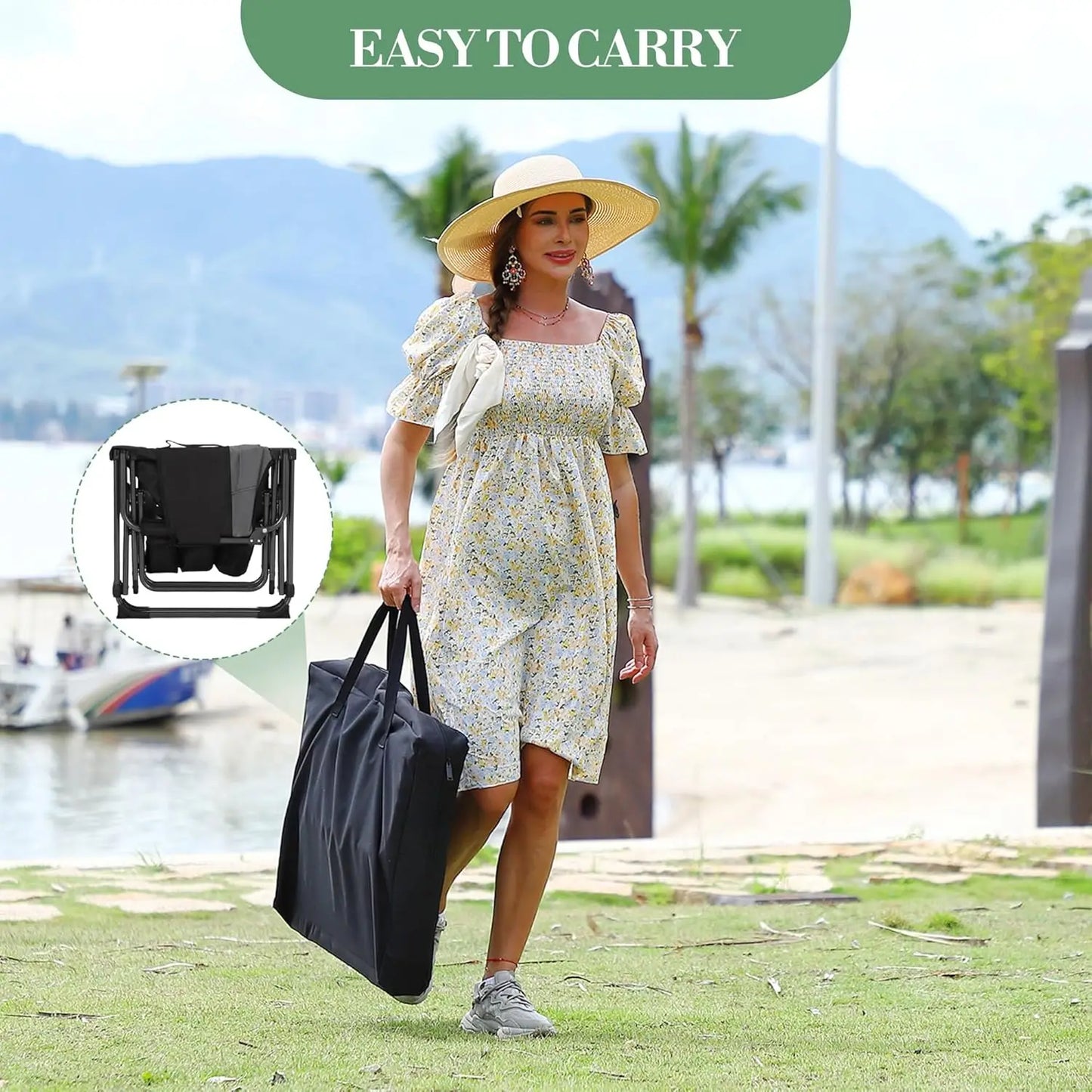 Folding Camping Chair with Side Table Pocket and Beverage Holder for Outdoors