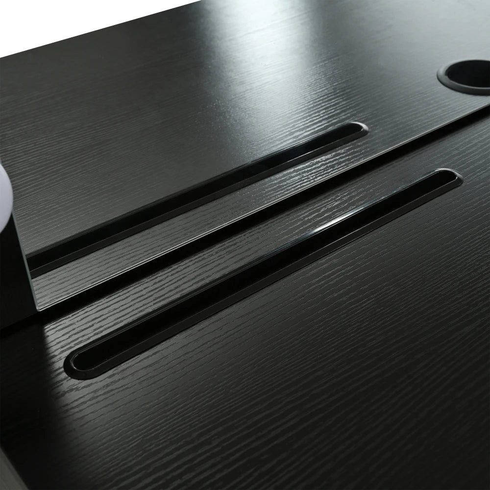 Floating Makeup Vanity Desk with Mirror 3-Color Lights Storage Outlet