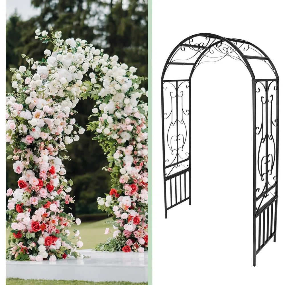 Garden Arch Trellis 7.2ft Metal Pergola Arbor Climbing Plant Support
