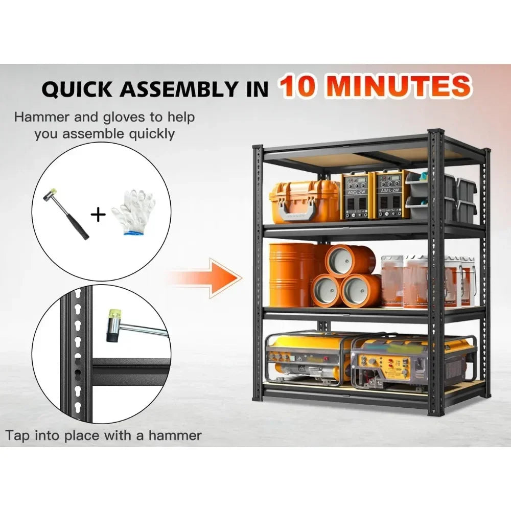 Ljustra 4 Tier Heavy Duty Storage Shelves Adjustable Metal Rack 1800LBS